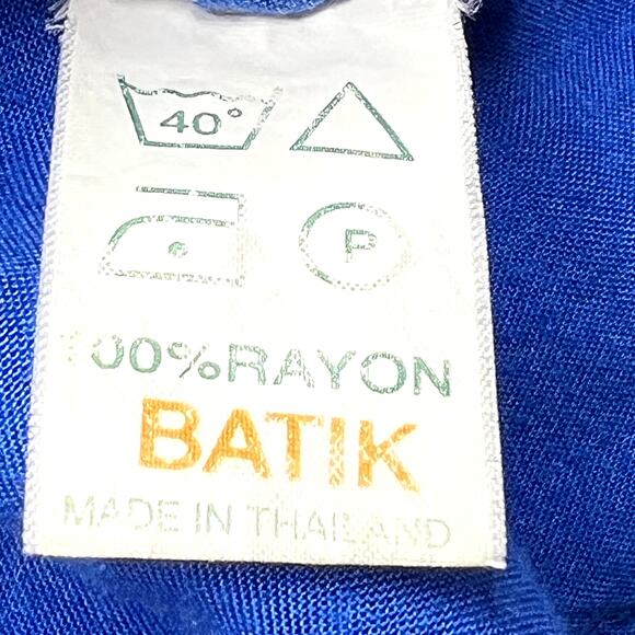 Vintage Thai Batik Sleeveless Floral Midi Shift Dress size Medium/Large - Picture 8 of 10